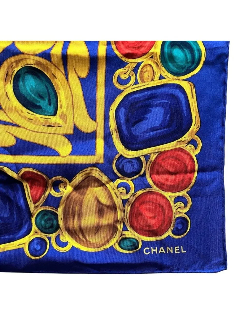 Chanel Scarf Silk Scarves Blue